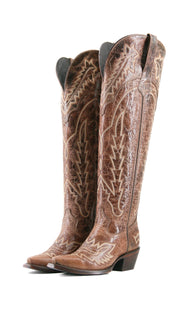 Maggie Knee High Wide Calf Snip Toe Cowgirl Boot