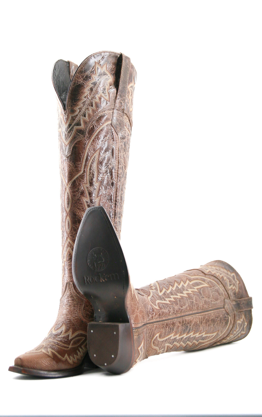 Maggie Knee High Wide Calf Snip Toe Cowgirl Boot