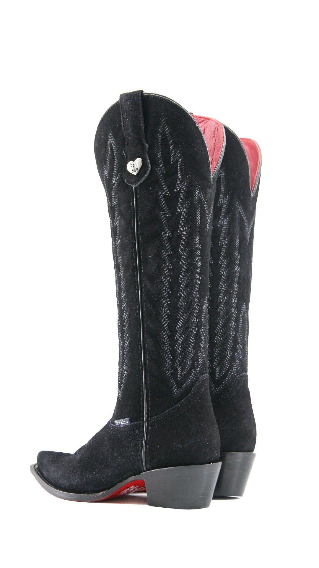 Eleanor Suede Tall Red Bottom Snip Toe Cowgirl Boot