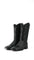 The black Durango Rebel cowboy boots are crafted from full genuine leather, featuring an embroidered shaft and a rubber heel for durability and comfort.