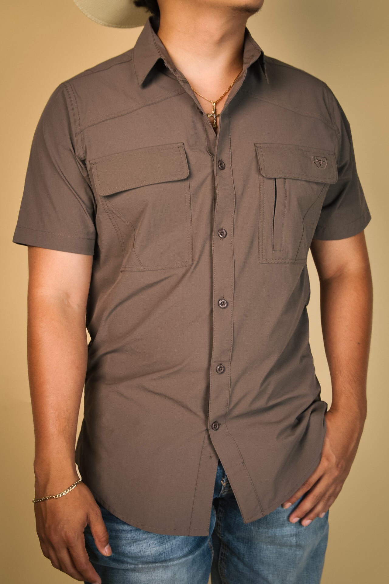 Platini Short Sleeve Patrick Button-Up Sage / M