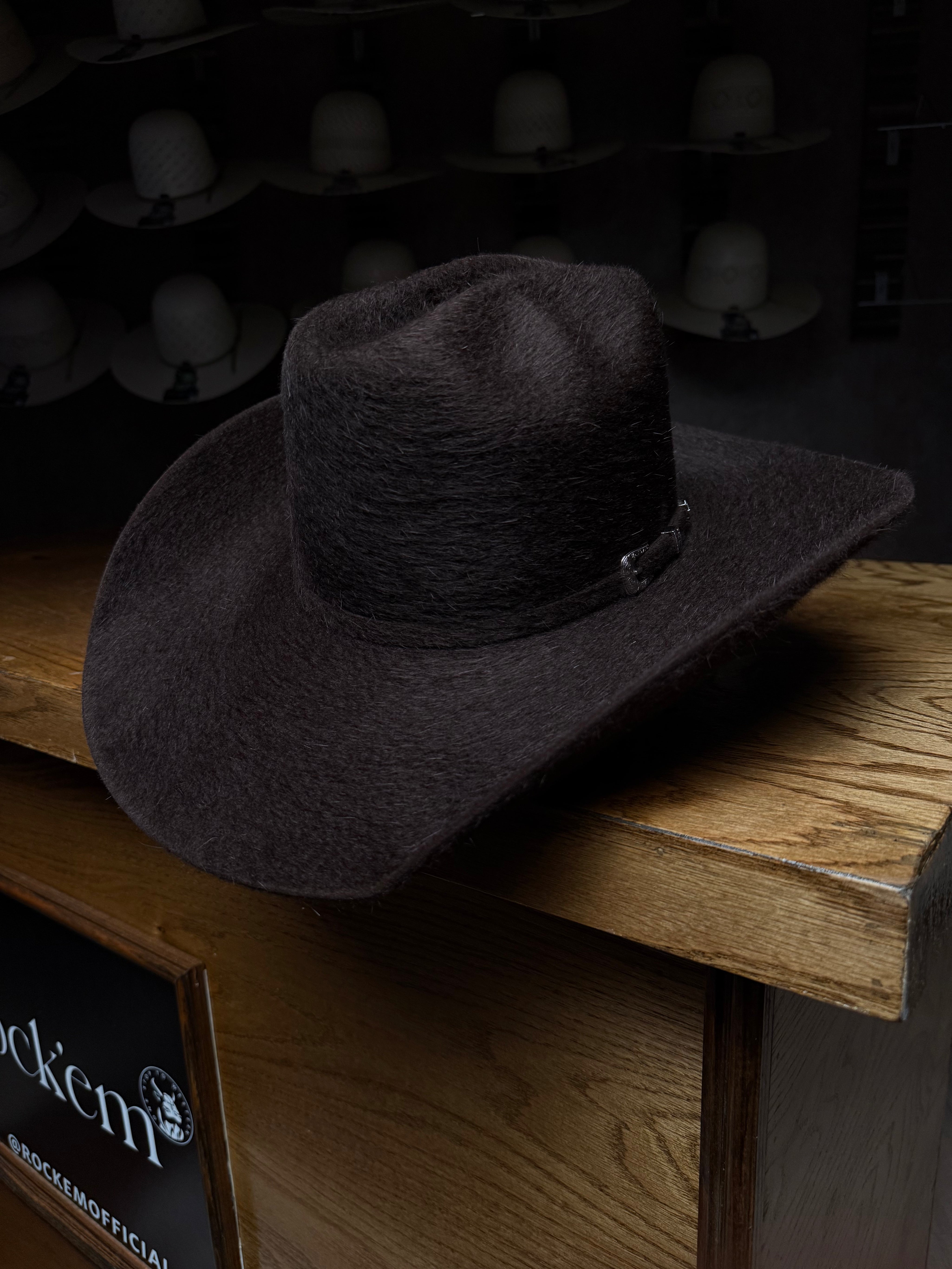Rock'em 10X Chocolate Grizzly Fur Open Crown Felt Cowboy Hat