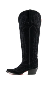 Maggie Suede Knee High Red Bottom Wide Calf Snip Toe Cowgirl Boot