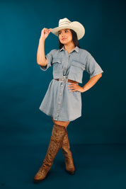 Aurora Open Shoulder Shirt Dress
