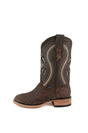 Ostrich Matte Rustic Square Toe Cowboy Boot