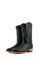 The Laredo boots feature a black leather vamp, black shaft, round toe, leather sole, and rubber heel.