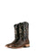 The honey Clone Python cowboy boots in genuine leather, featuring a square toe, python print vamp, brown embroidery shaft.