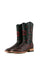 Black cherry Clone Python cowboy boots in genuine leather, featuring a square toe, python print vamp, red embroidery black shaft.