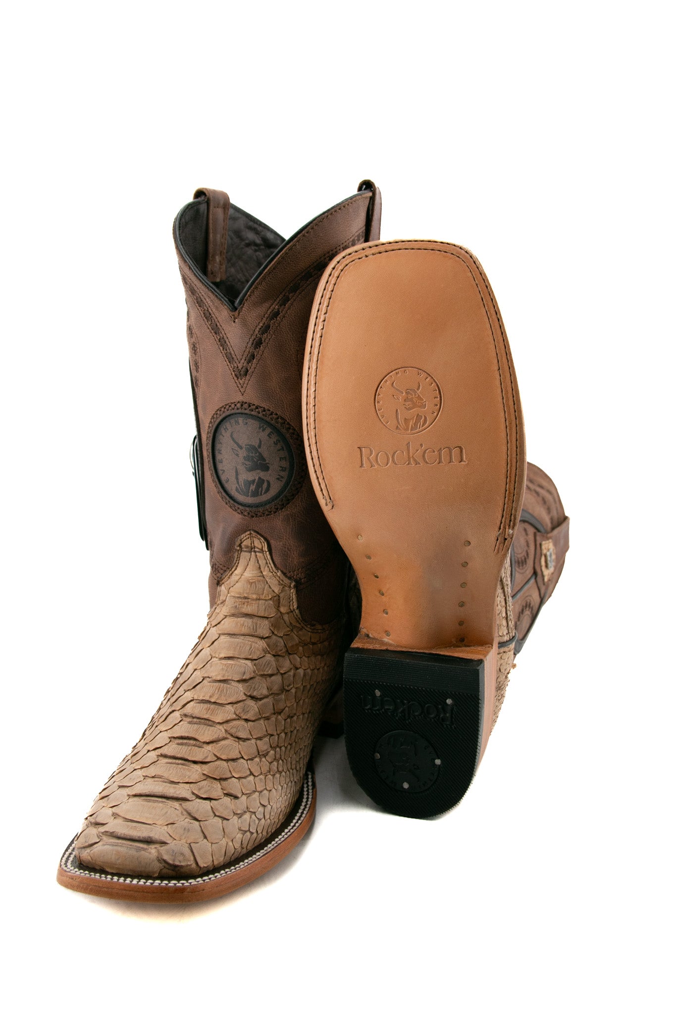 Rock'em Fall Python Exotic Square Toe Cowboy Boot