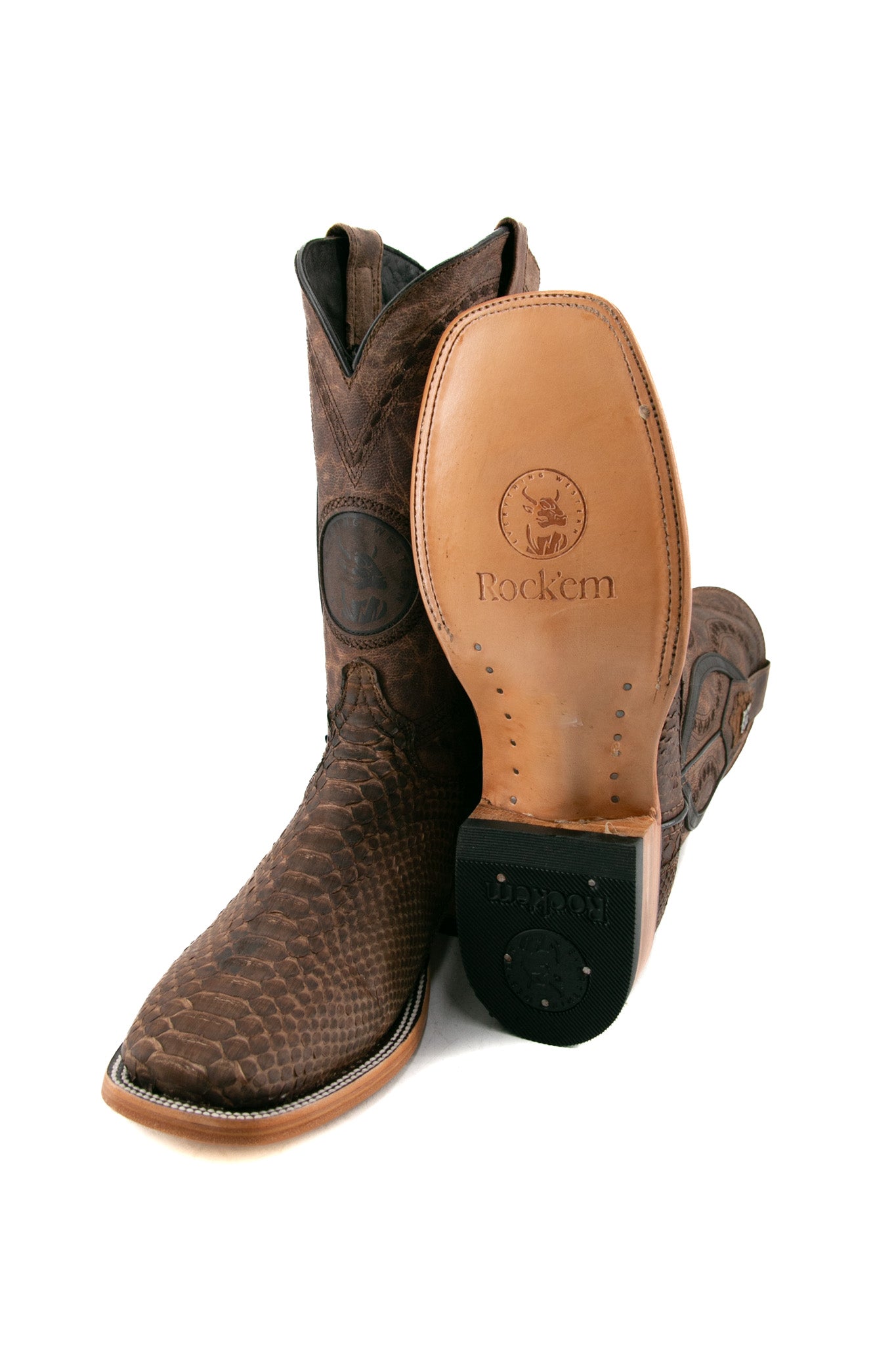 Rock'em Fall Python Exotic Square Toe Cowboy Boot