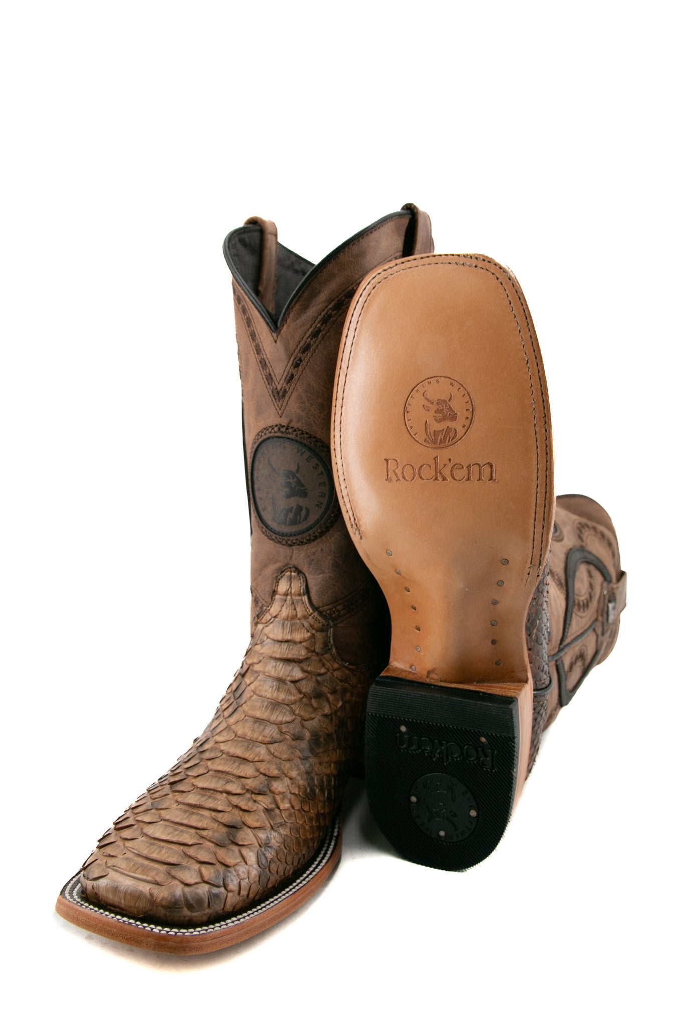 Rock'em Fall Python Exotic Square Toe Cowboy Boot