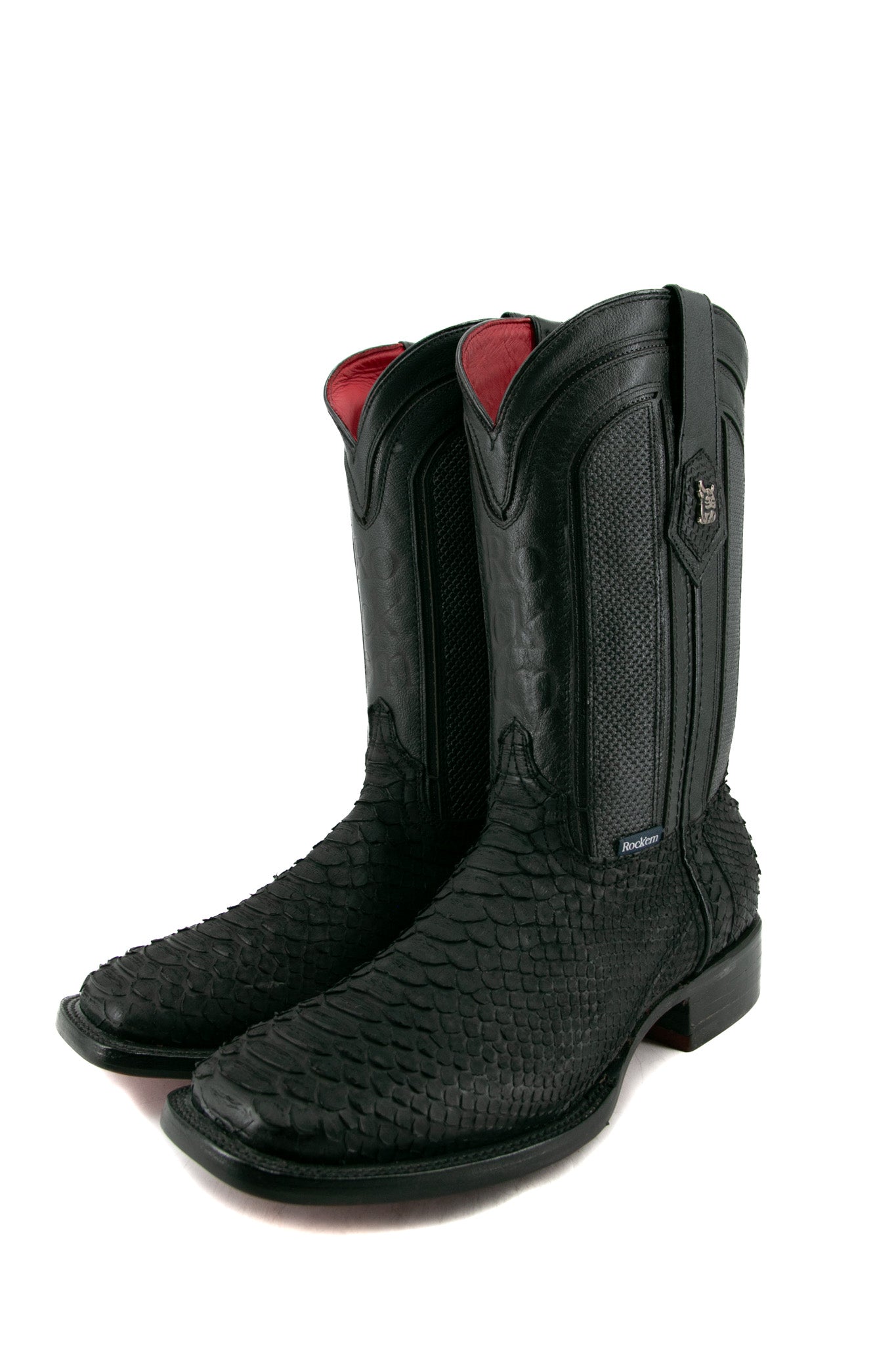 Exotic Python Red Bottom Square Toe Cowboy Boot