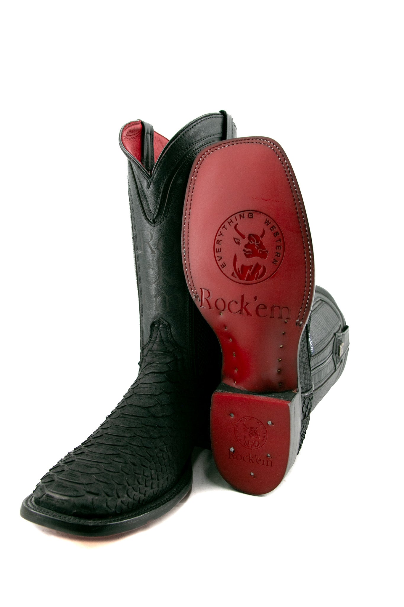 Exotic Python Red Bottom Square Toe Cowboy Boot