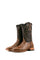 Honey Caiman Hornback cowboy boots in genuine leather, featuring a square toe, caiman print vamp, brown embroidery shaft, rubber heel.