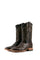 The brown Fuscus cowboy boots are genuine leather, featuring a square toe, brown nuca print vamp, brown embroidery shaft, rubber heel.
