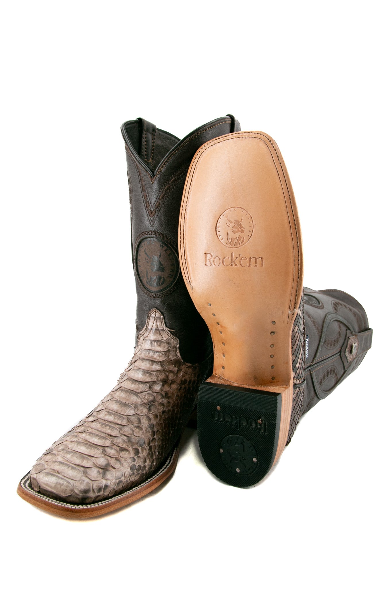 Rock'em Fall Python Exotic Square Toe Cowboy Boot