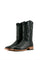 Black Caiman Hornback cowboy boots are genuine leather, featuring a square toe, caiman print vamp, black embroidery shaft, rubber heel.