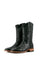 The black Fuscus cowboy boots are genuine leather, featuring a square toe, black nuca print vamp, black embroidery shaft, rubber heel.