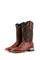 The shedron Ostrich Ranch cowboy boots are genuine leather, featuring a square toe, shedron ostrich print vamp, brown embroidery shaft, and rubber heel.