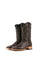 The brown Lizard Square Toe Cowboy Boot features genuine leather, brown lizard print vamp, brown embroidered shaft, rubber heel, and a tan leather sole.