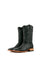 The black Lizard Square Toe Cowboy Boot features genuine leather, black lizard print vamp, black embroidered shaft, rubber heel, and a tan leather sole.