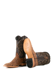 Ostrich Matte Rustic Square Toe Cowboy Boot