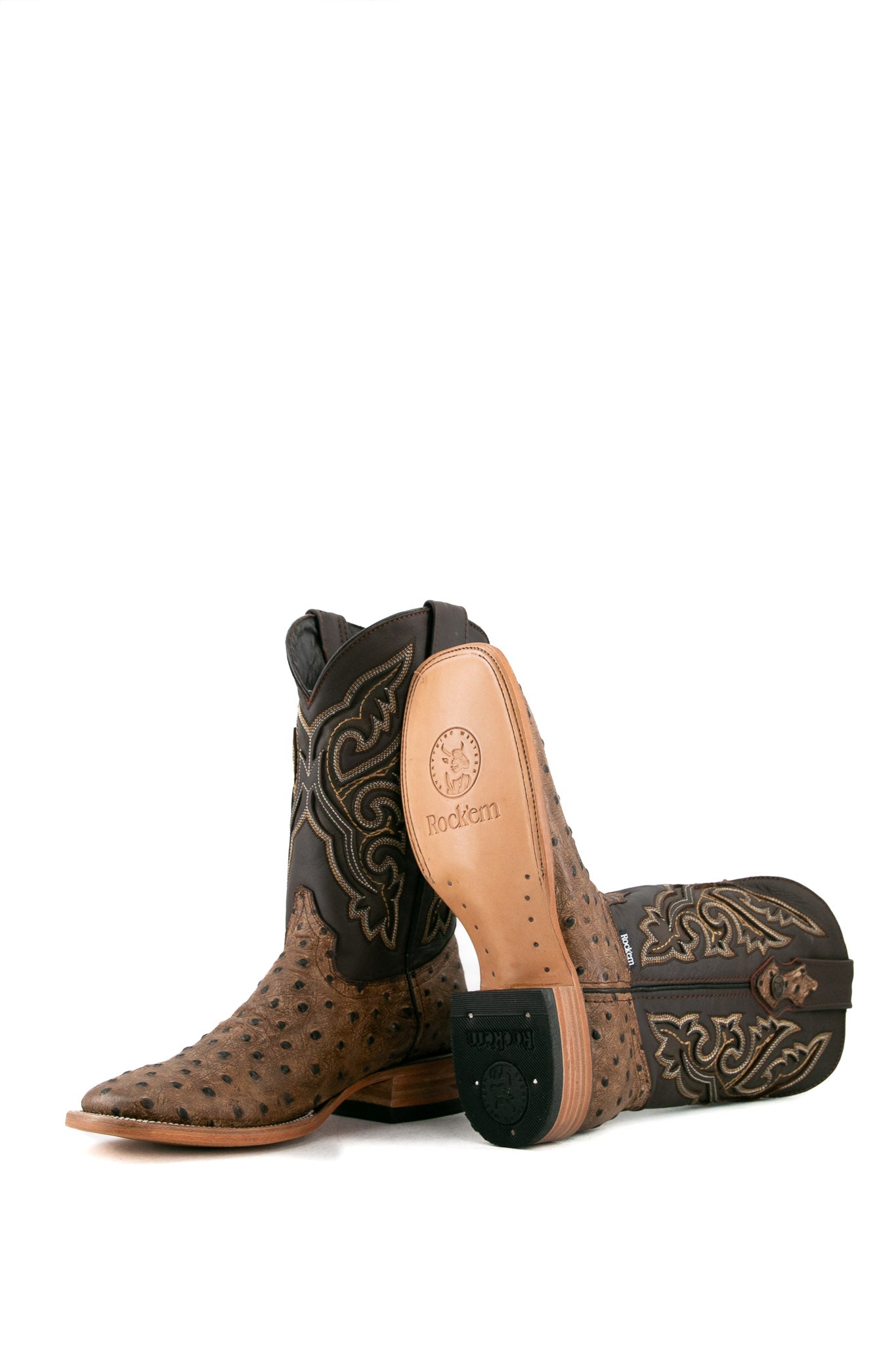 Ostrich Matte Rustic Square Toe Cowboy Boot