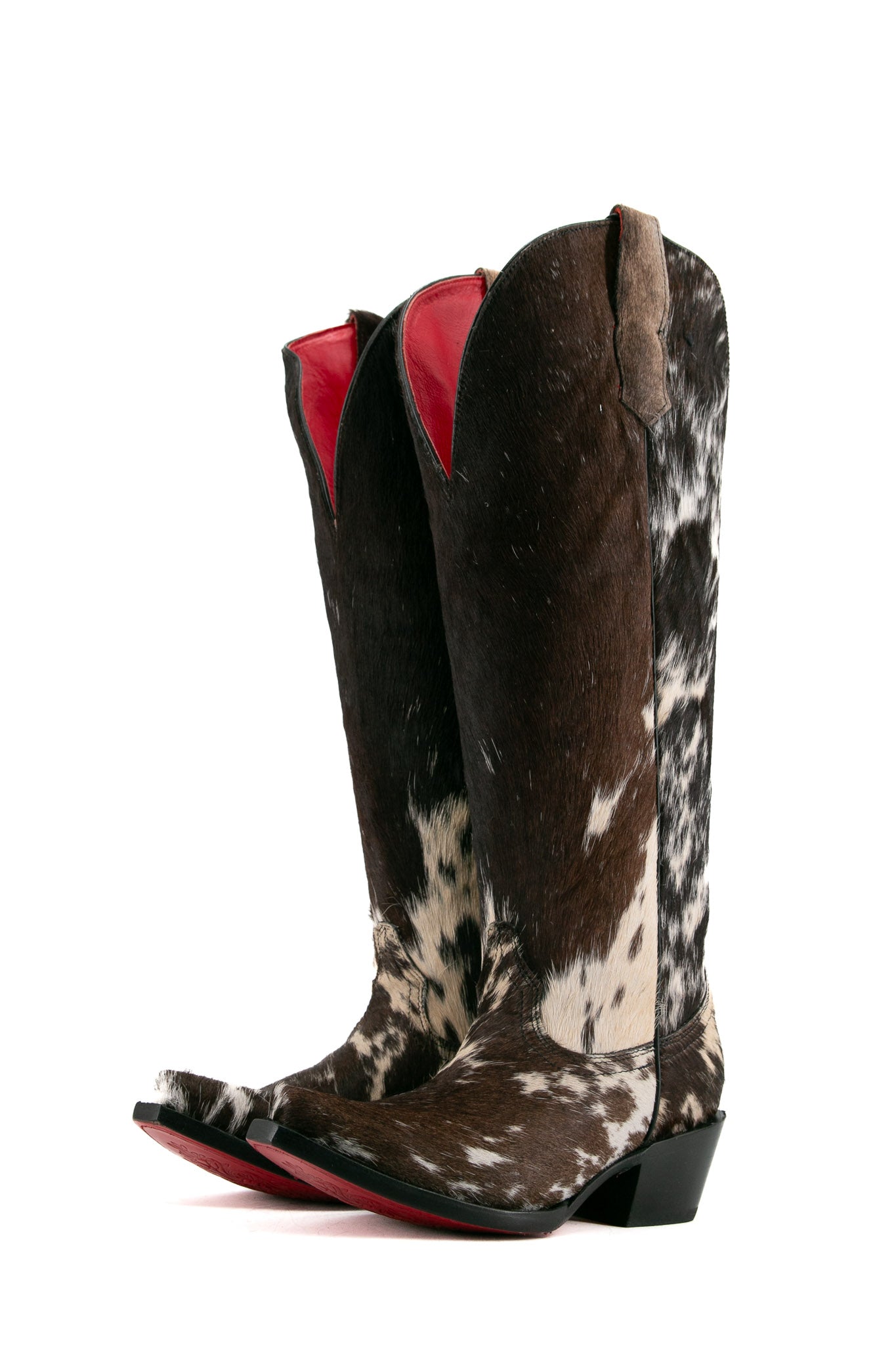 Cowhide Red Bottom Wide Calf Friendly Tall Cowgirl Boot Size 7 Box DW6