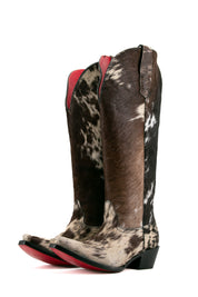 Cowhide Red Bottom Wide Calf Friendly Tall Cowgirl Boot Size 8 Box DW18