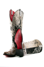 Cowhide Red Bottom Wide Calf Friendly Tall Cowgirl Boot Size 9 Box DW22