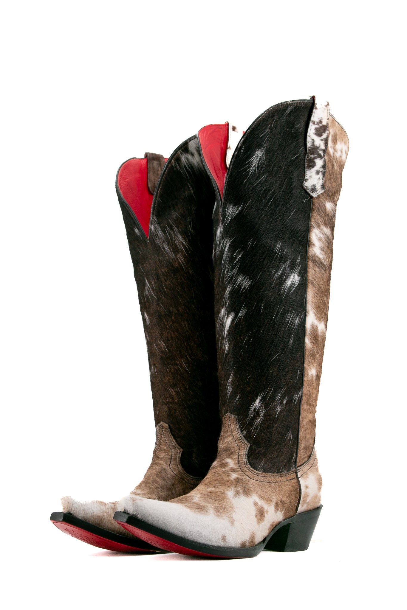 Cowhide Red Bottom Wide Calf Friendly Tall Cowgirl Boot Size 9 Box DW24