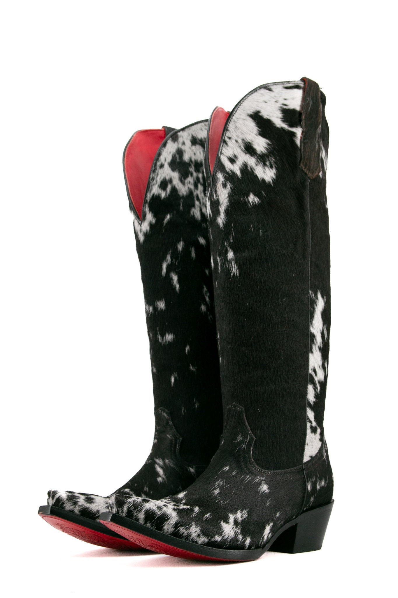 Cowhide Red Bottom Wide Calf Friendly Tall Cowgirl Boot Size 10 Box DW29