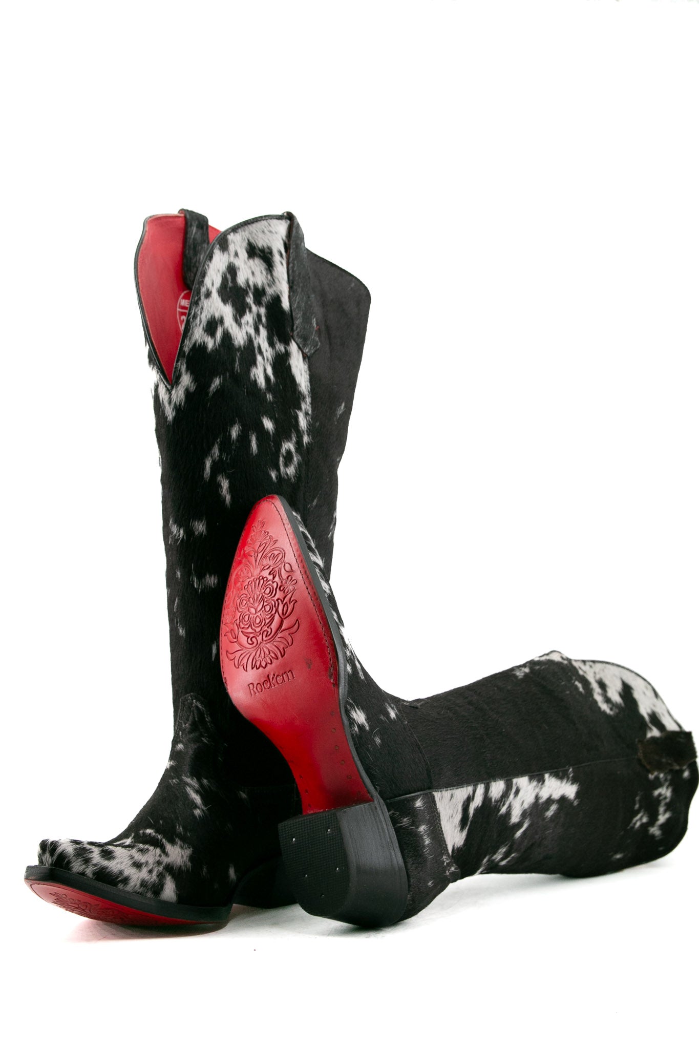 Cowhide Red Bottom Wide Calf Friendly Tall Cowgirl Boot Size 10 Box DW29