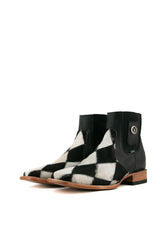 Men's Cowhide Patchwork Square Toe Ankle Boot Size 9.5 Box HM5 FINAL SALE