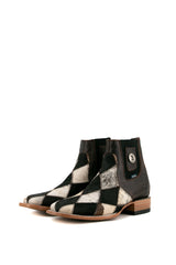 Men's Cowhide Patchwork Square Toe Ankle Boot Size 9 Box HM8 FINAL SALE