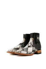 Men's Cowhide Patchwork Square Toe Ankle Boot Size 9 Box HM12 FINAL SALE