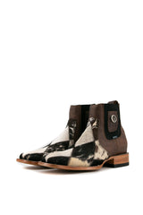 Men's Cowhide Patchwork Square Toe Ankle Boot Size 8.5 Box HM13 FINAL SALE