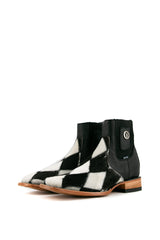 Men's Cowhide Patchwork Square Toe Ankle Boot Size 8.5 Box HM14 FINAL SALE
