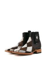 Men's Cowhide Patchwork Square Toe Ankle Boot Size 8 Box HM16 FINAL SALE