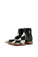 Men's Cowhide Patchwork Square Toe Ankle Boot Size 7.5 Box HM18 FINAL SALE