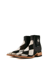 Men's Cowhide Patchwork Square Toe Ankle Boot Size 7 Box HM20 FINAL SALE