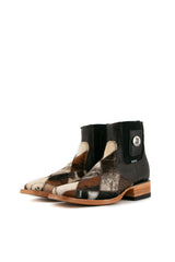 Men's Cowhide Patchwork Square Toe Ankle Boot Size 6 Box HM22 FINAL SALE