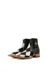 Men's Cowhide Patchwork Square Toe Ankle Boot Size 10 Box HM23 FINAL SALE