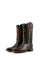 The whiskey Durango Rebel cowboy boots in genuine leather, featuring a round toe, nobuck leather vamp, brown embroidery shaft, and rubber heel.
