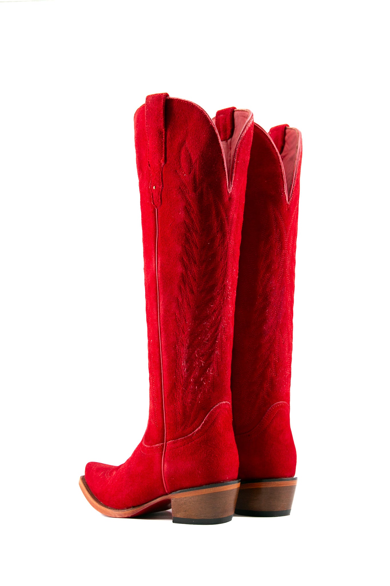 Georgina Suede Tall Red Bottom Snip Toe Cowgirl Boot