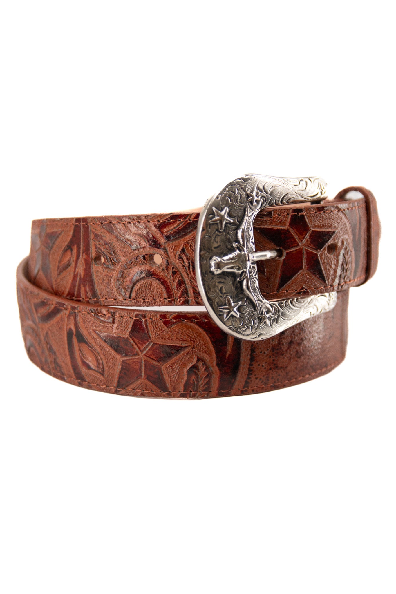 Print Star Hand Tooled Cowboy Belt