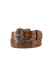 Print Star Hand Tooled Cowboy Belt