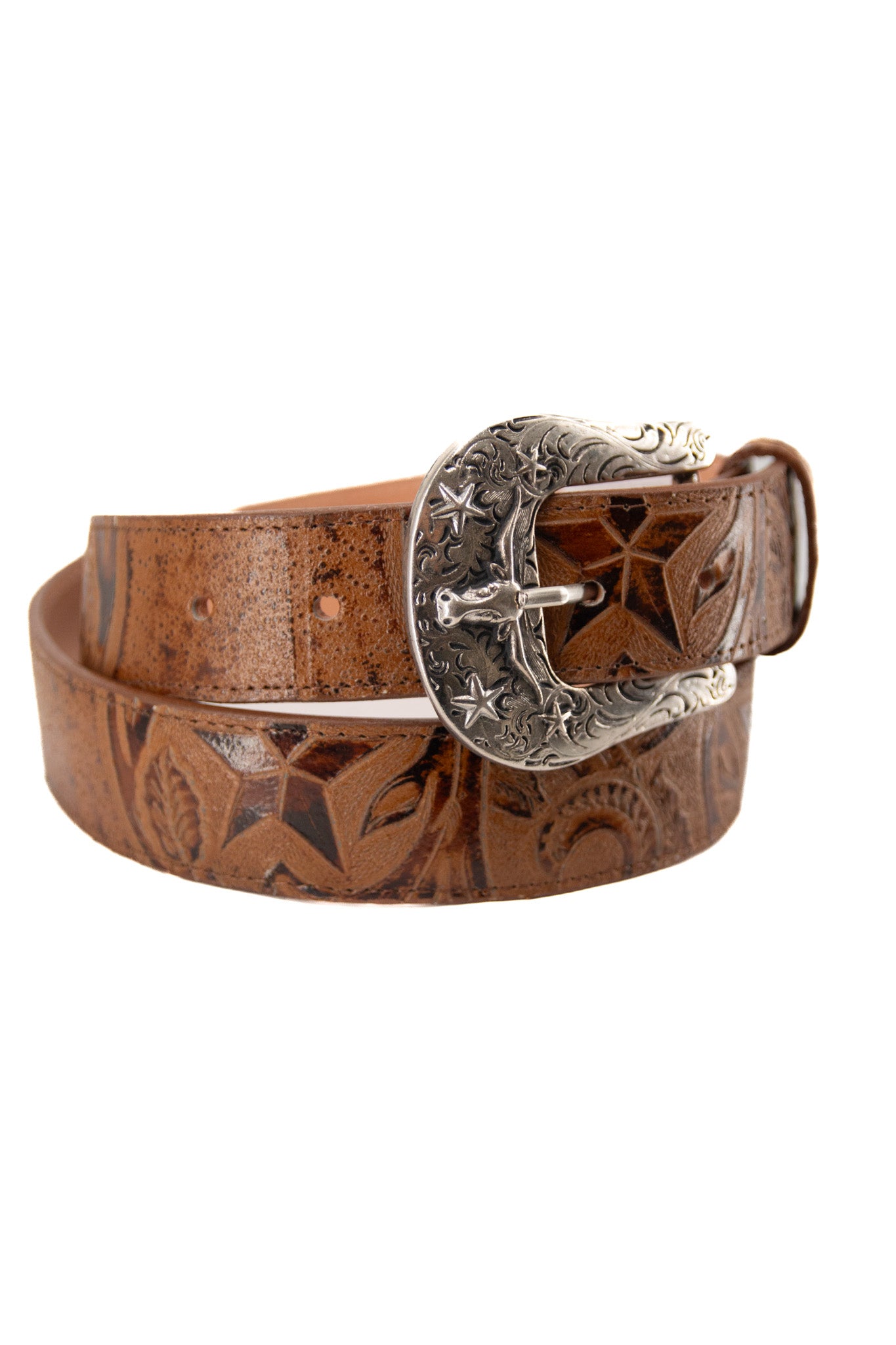 Print Star Hand Tooled Cowboy Belt