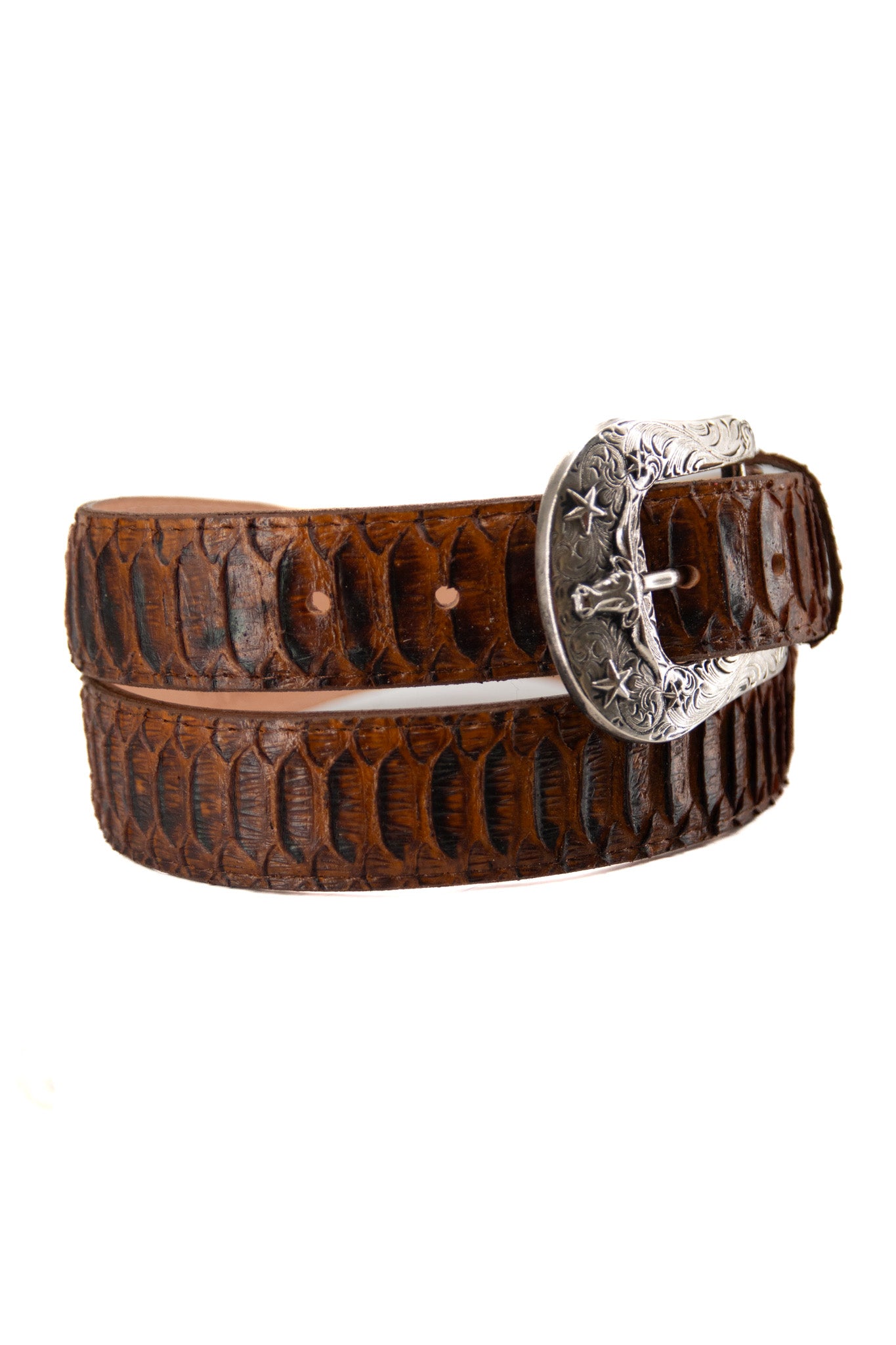 Python Longhorn X Buckle Cowboy Belt