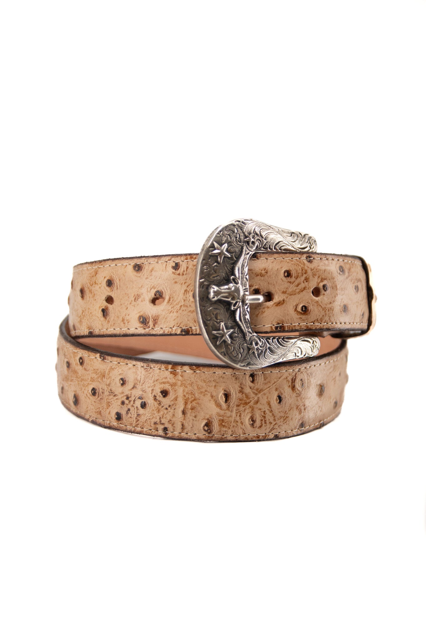 Ostrich Ranch Print Cowboy Belt